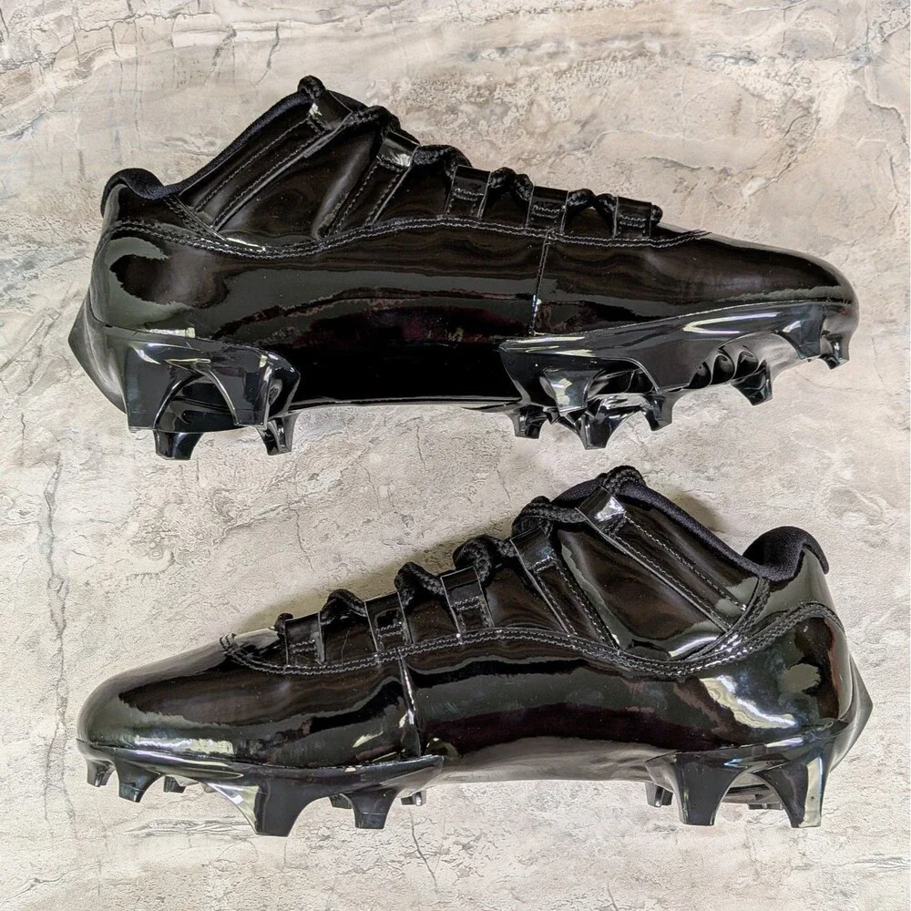 Nike Air Jordan 11 Low TD Men's 9 Patent Black Football Cleats IQ8113-001